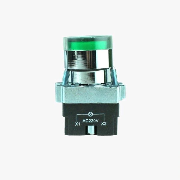 Push Button with Indicator LED - 220VAC GREEN Q12 C1