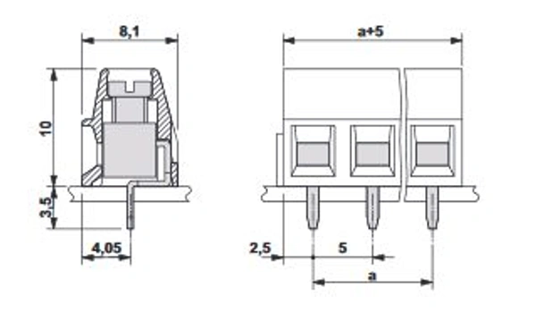 3 Pin PCB Mount Terminal Block (Screw type) - 5mm Pitch Q12 C5
