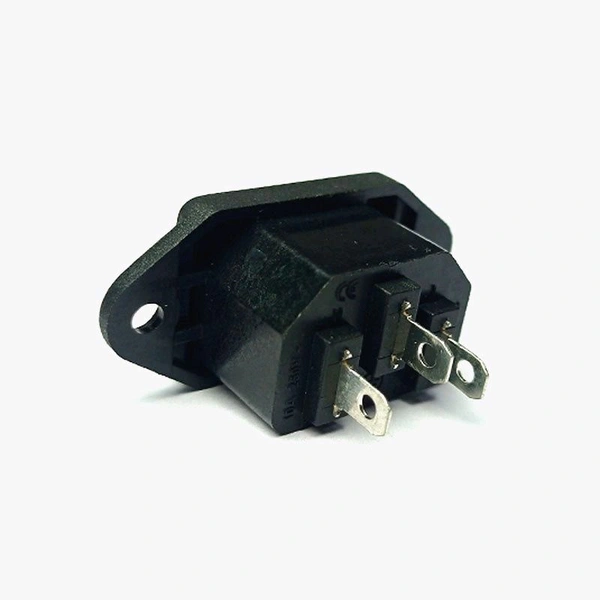 3-Pin Male Panel Mount AC Power Supply Socket - 10A 250V Q17 C2