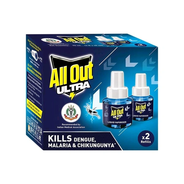 All Out Ultra Liquid Vaporizer Mosquito Repellent Refill (2 x 45 ml) - 2 × 45 Ml