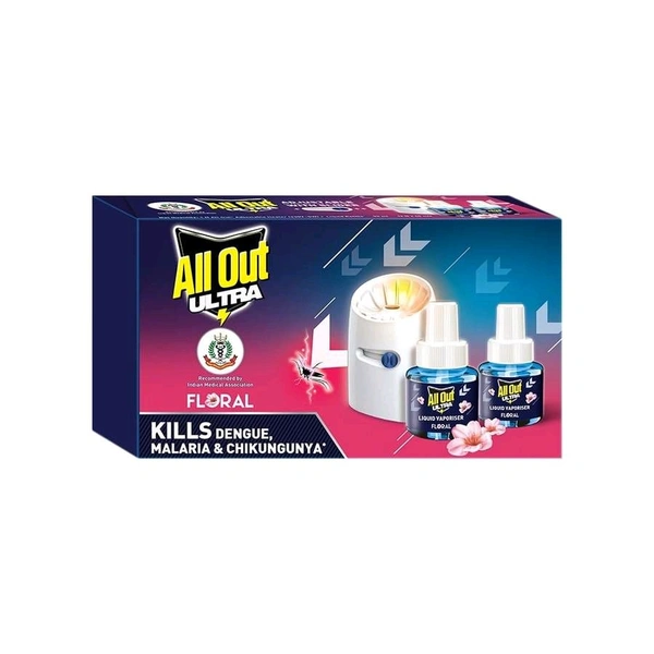 All Out Ultra Power + Slider Mosquito Killer Machine (Floral) with 2 Refills - 1 Pack
