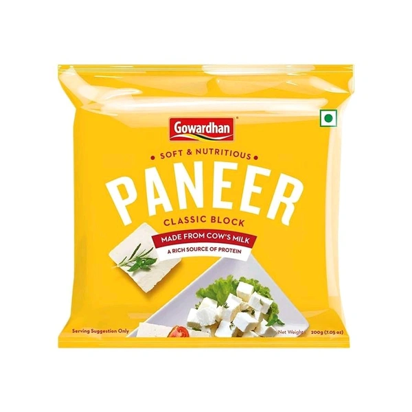 Gowardhan Classic Block Paneer 200 Gm - 200 Grams