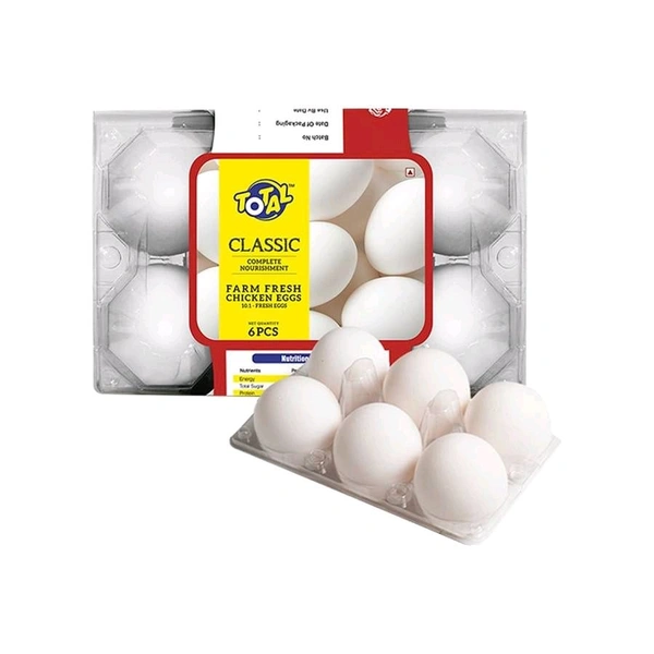 Total Classic Farm Fresh Chicken White Eggs - 6 Pic