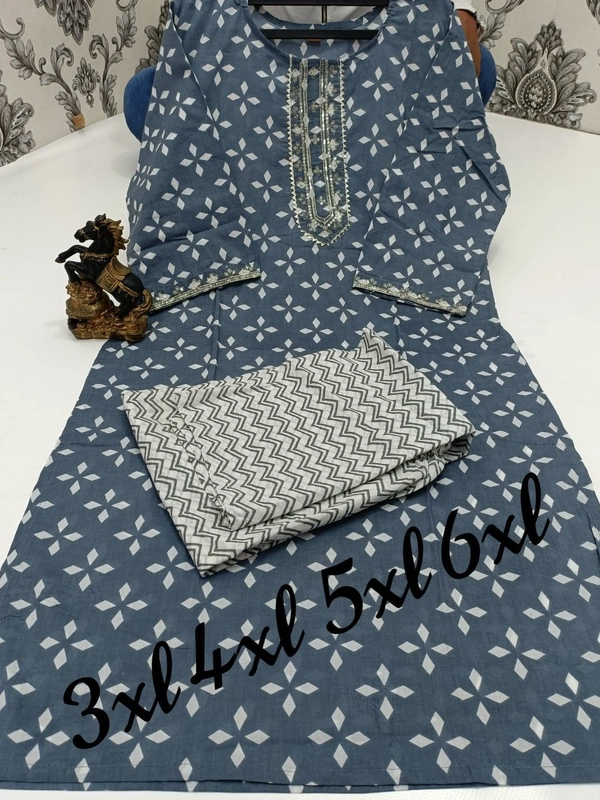Amara Fashions Large Size Readymade Kurtis And Pant Large Size Cotton Kurtis With Palazzo Pant - 5XL