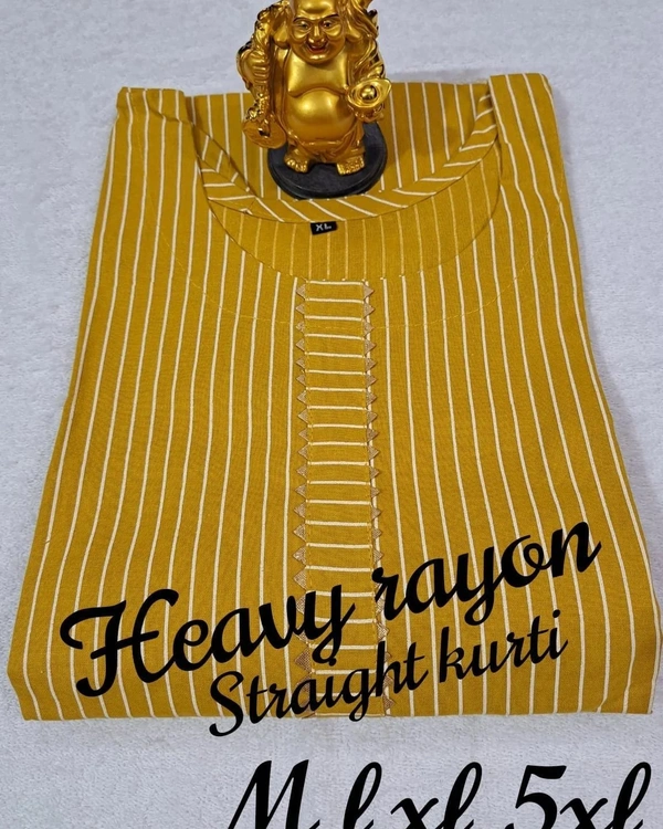 Amara Fashions Cotton Kurtis Heavy Cotton Straight Kurti - Mustard, L