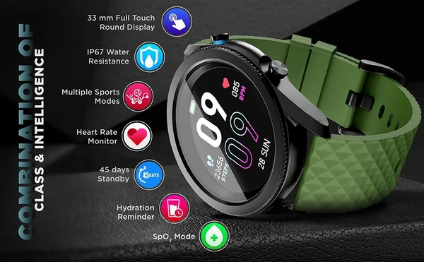INTEX Intex FitRist Active Smart calling SpO2 Watch - MILITARY GREEN