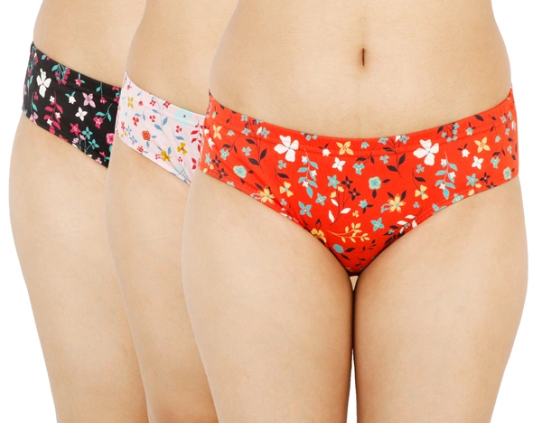 Ladyland  Women Hipster Inner elastic Panty  Pack of 3 - M, 100, Multi