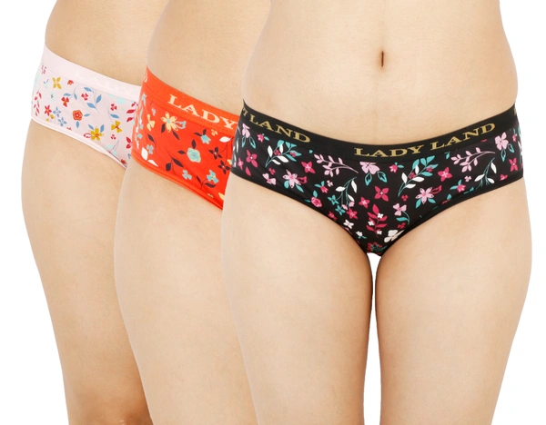 Ladyland Outer Elastic Women Hipster Panty Pack of 3 - 3XL, 100, Multi