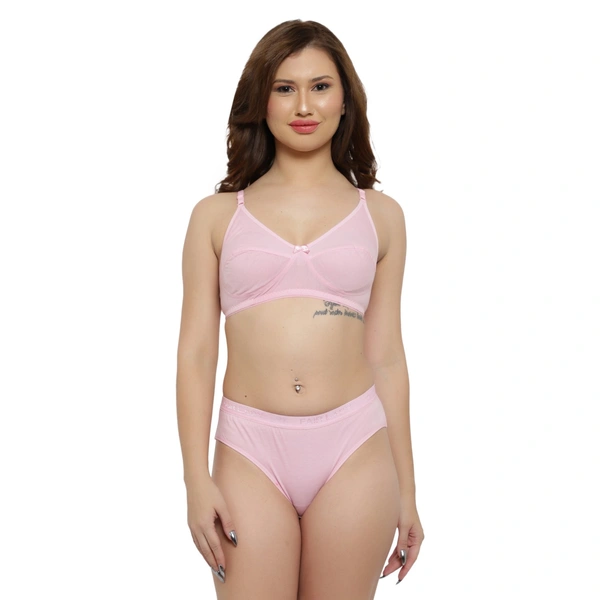 Ladyland Bra & Panty Set Solid Color Lingerie Set - 32B, 100, Pink