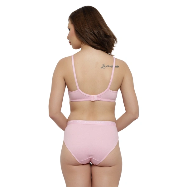 Ladyland Bra & Panty Set Solid Color Lingerie Set - 32B, 100, Pink