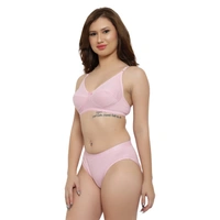 Ladyland Bra & Panty Set Solid Color Lingerie Set - 32B, 100, Pink