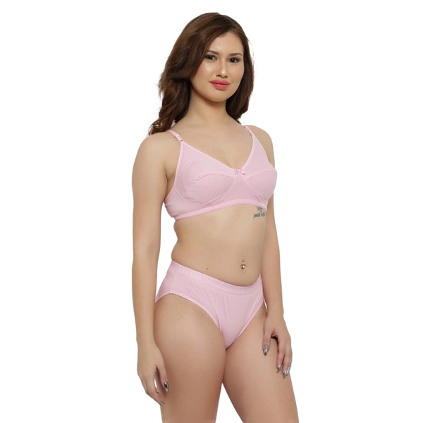 Ladyland Bra & Panty Set Solid Color Lingerie Set - 32B, 100, Pink