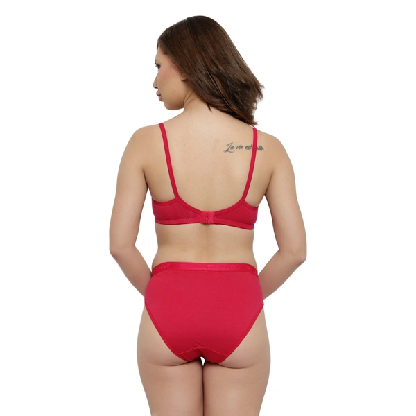Ladyland Bra & Panty Set Solid Color Lingerie Set - 28B, 100, Magenta