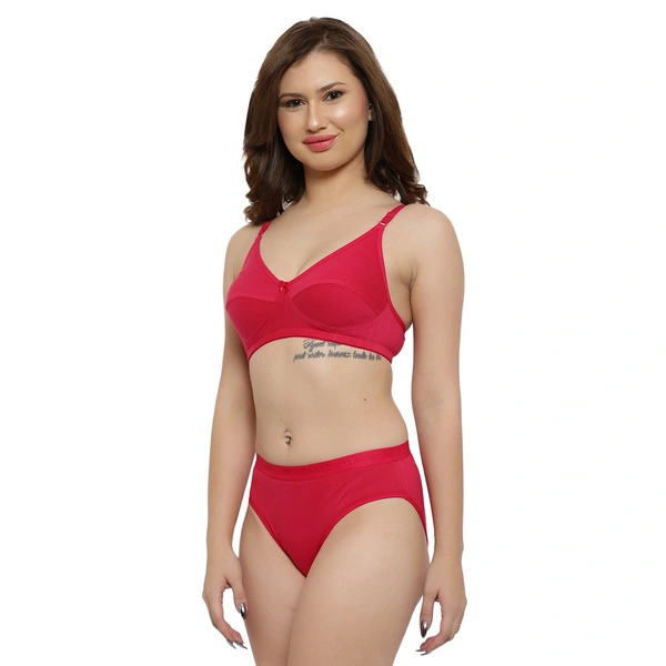 Ladyland Bra & Panty Set Solid Color Lingerie Set - 28B, 100, Magenta