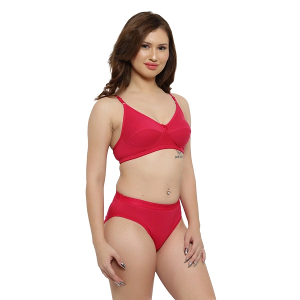 Ladyland Bra & Panty Set Solid Color Lingerie Set - 28B, 100, Magenta