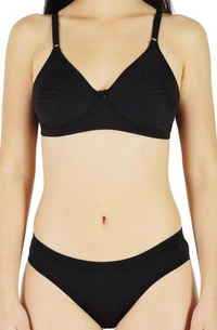 Ladyland Bra & Panty Set Solid Color Lingerie Set - 36B, 100, Black