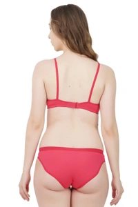 Ladyland Bra & Panty Set Solid Color Lingerie Set - 36B, 100, Magenta
