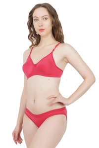 Ladyland Bra & Panty Set Solid Color Lingerie Set - 36B, 100, Magenta