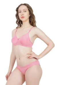 Ladyland Bra & Panty Set Solid Color Lingerie Set - 28B, 100, Pink