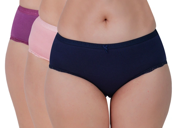 Ladyland Full Coverage Hipster Lace Cotton Panty - L, 100, Multicolor