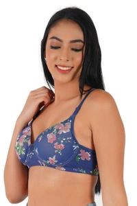 Ladyland Women Full Coverage Push-up Padded Printed Bra - 36B, 100, Blue