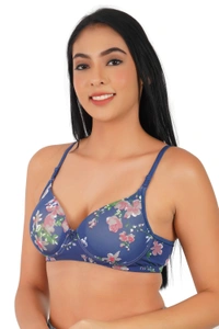 Ladyland Women Full Coverage Push-up Padded Printed Bra - 36B, 100, Blue