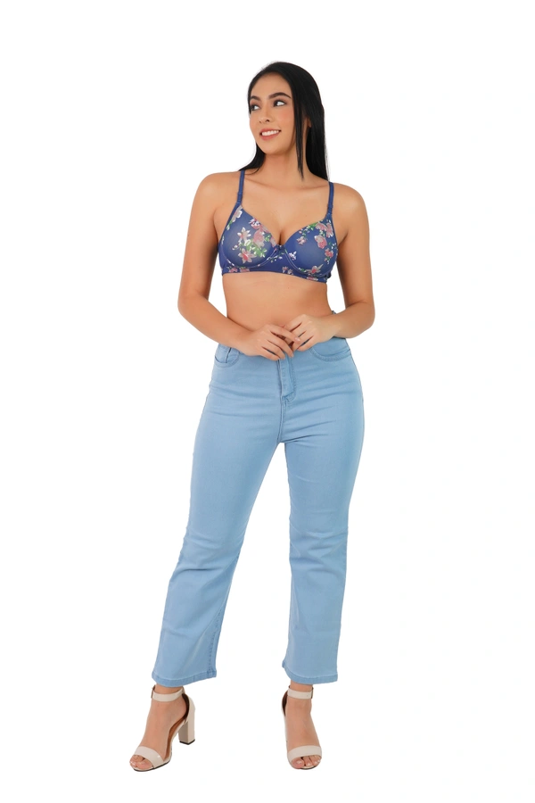 Ladyland Women Full Coverage Push-up Padded Printed Bra - 36B, 100, Blue