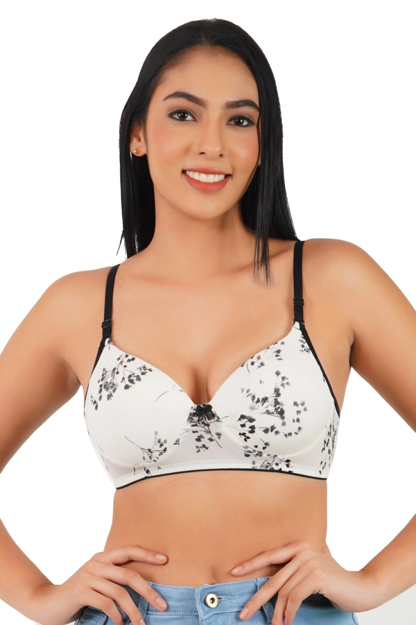 Ladyland women full coverage push-up padded lycra bra - 32B, 100, Black