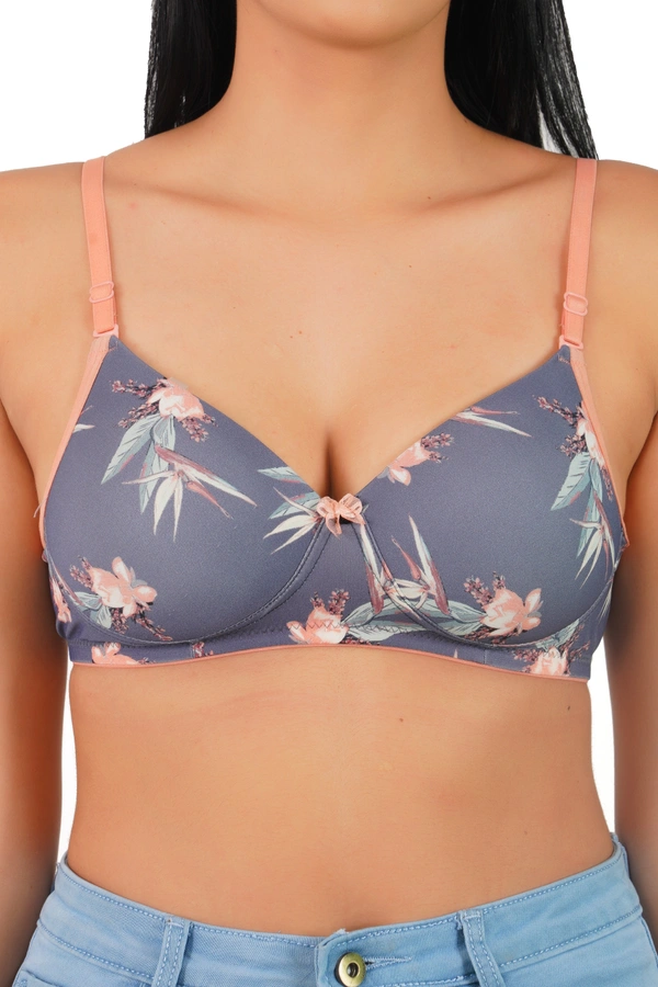 Ladyland Women Full Coverage Lite Padded Printed Bra - 36B, 100, Peach