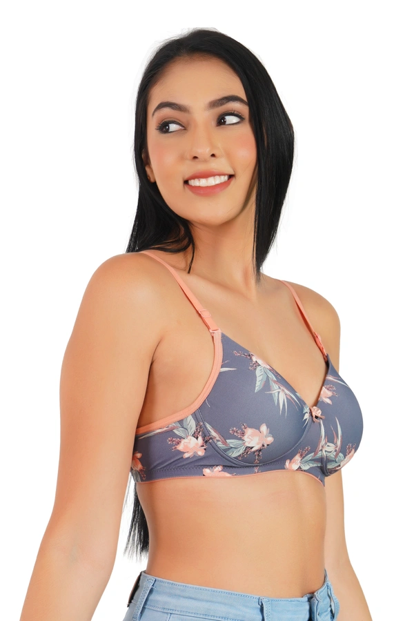 Ladyland Women Full Coverage Lite Padded Printed Bra - 36B, 100, Peach