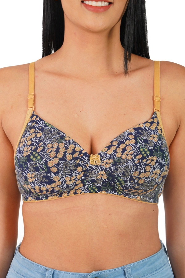 Ladyland Women Full Coverage Lite Padded Lycra Bra - 40B, 100, Yellow