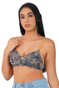 Ladyland Women Full Coverage Lite Padded Lycra Bra - 40B, 100, Yellow