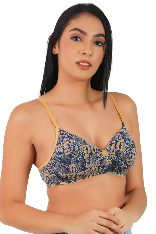 Ladyland Women Full Coverage Lite Padded Lycra Bra - 40B, 100, Yellow