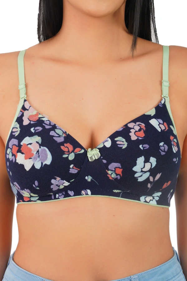 Ladyland Women Full Coverage Lite Padded Lycra Printed Bra - 36B, 100, Green
