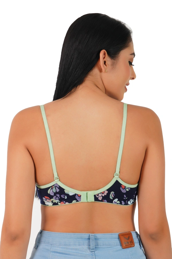 Ladyland Women Full Coverage Lite Padded Lycra Printed Bra - 36B, 100, Green