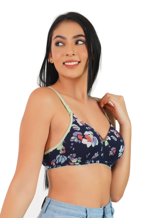 Ladyland Women Full Coverage Lite Padded Lycra Printed Bra - 36B, 100, Green