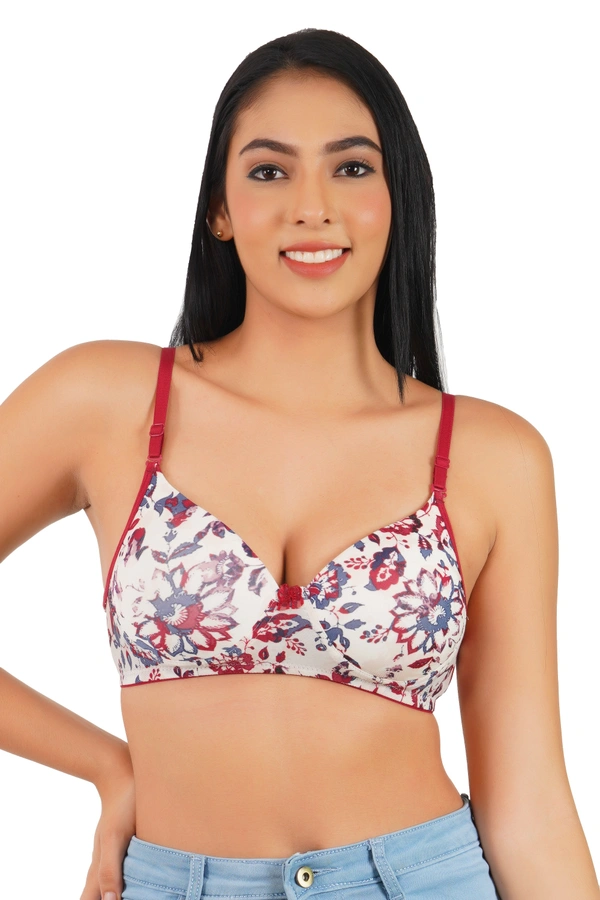 Ladyland women full coverage push-up padded Lycra Printed bra - 36B, 100, Magenta