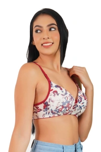 Ladyland women full coverage push-up padded Lycra Printed bra - 36B, 100, Magenta