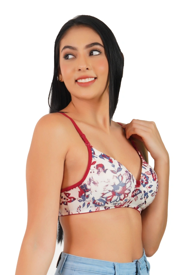 Ladyland women full coverage push-up padded Lycra Printed bra - 36B, 100, Magenta
