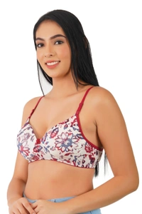 Ladyland women full coverage push-up padded Lycra Printed bra - 36B, 100, Magenta
