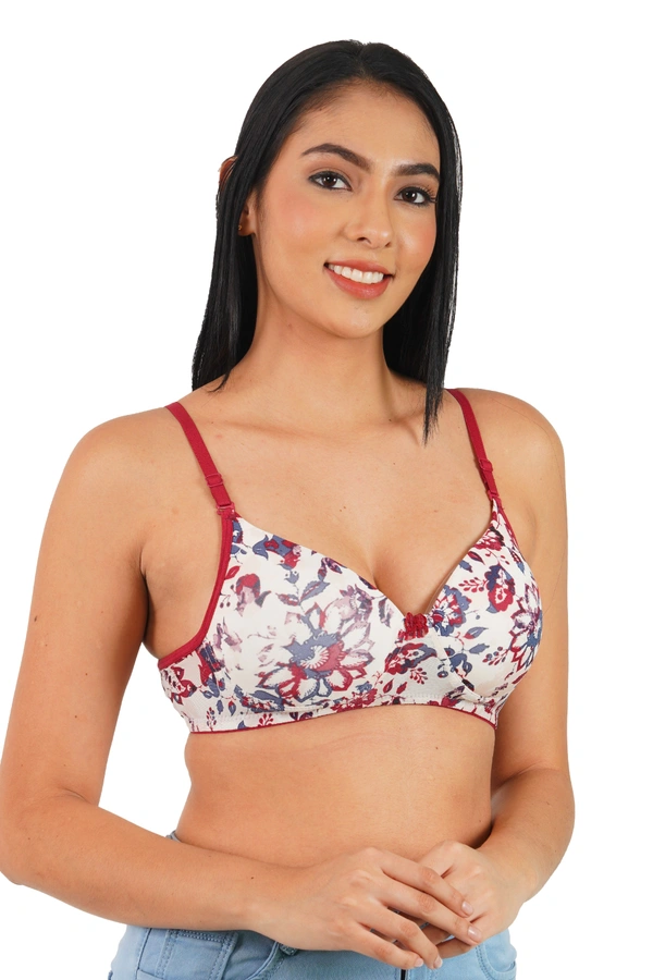 Ladyland women full coverage push-up padded Lycra Printed bra - 36B, 100, Magenta