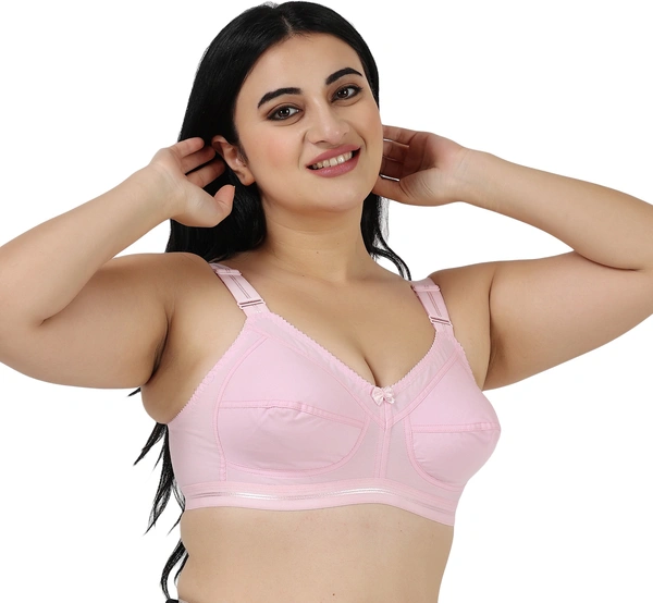 Ladyland Full Coverage Non padded Cotton Bra - 34C, No, Western Wear, PAck Of 2, Pink::Pink