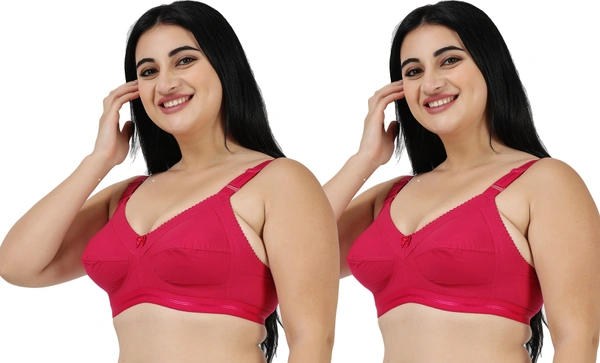 Ladyland Full Coverage Non padded Cotton Bra - 34C, No, Western Wear, PAck Of 2, Maroon::Maroon