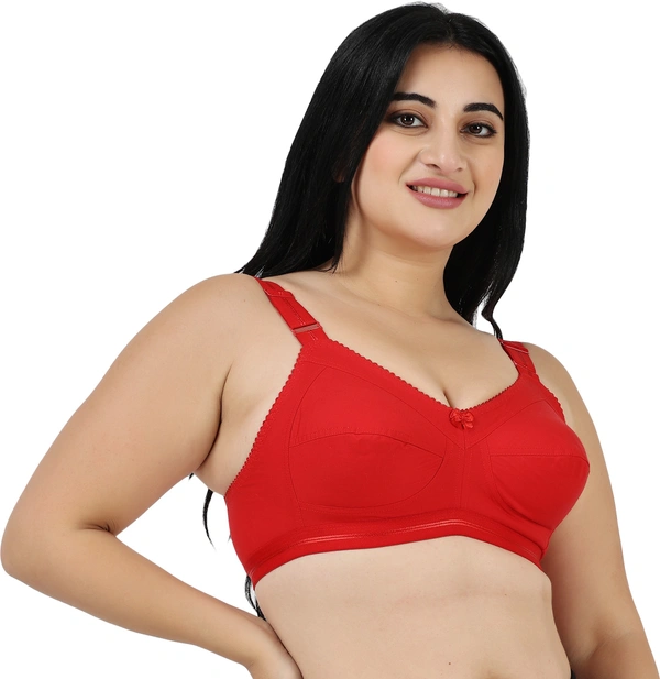 Ladyland Full Coverage Non padded Cotton Bra - 44C, No, Western Wear, PAck Of 2, Red::Red