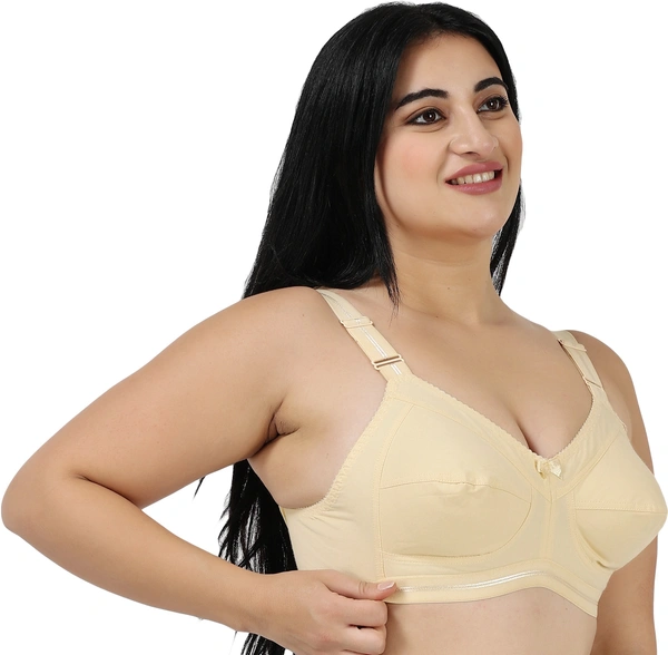 Ladyland Full Coverage Non padded Cotton Bra - 36C, No, Western Wear, PAck Of 2, Beige::Beige