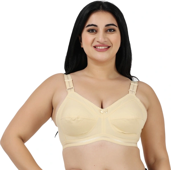Ladyland Full Coverage Non padded Cotton Bra - 36C, No, Western Wear, PAck Of 2, Beige::Beige