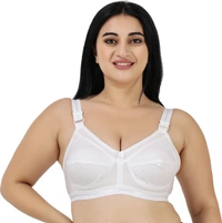 Ladyland Full Coverage Non padded Cotton Bra - 46C, No, Western Wear, PAck Of 2, White::White