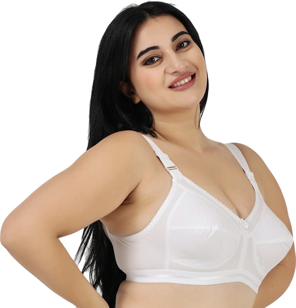 Ladyland Full Coverage Non padded Cotton Bra - 46C, No, Western Wear, PAck Of 2, White::White