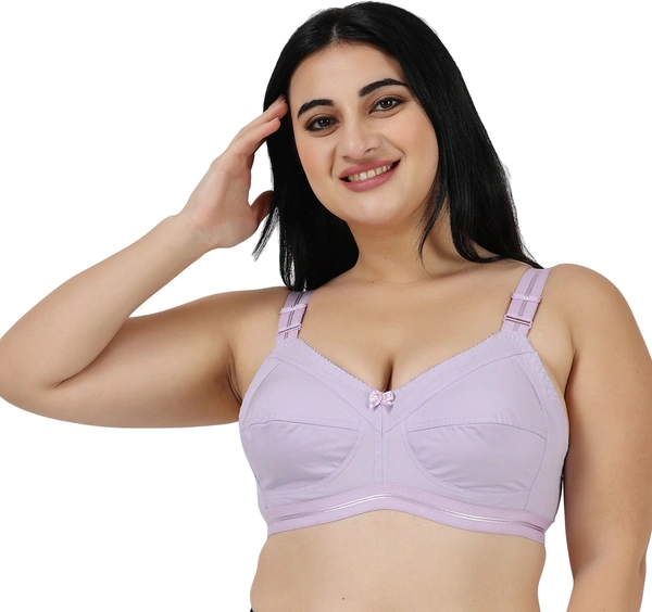 Ladyland Full Coverage Non padded Cotton Bra - 42C, No, Western Wear, PAck Of 2, Red::Purple