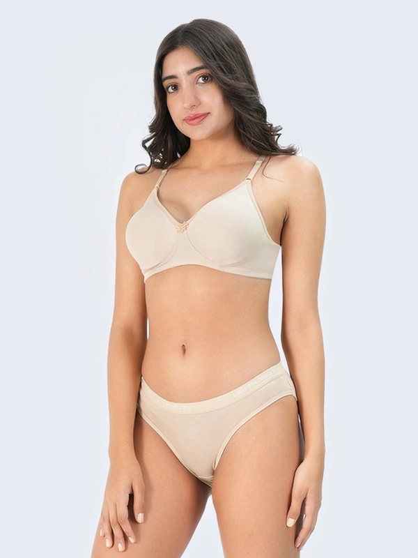 Ladyland Bra & Panty Set Solid Green Lingerie Set - 34B